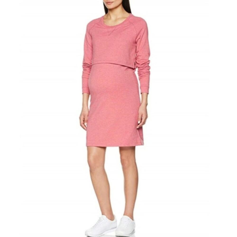 Mamalicious Maternity Moon June Long Sleeve Jersey Dress Rose Pink Medium